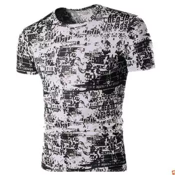 Мужская летняя новая футболка с 3D принтом, мужская повседневная футболка с короткими рукавами, мужские топы M чёрный
