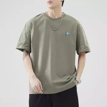 Мужская летняя новая японская футболка из чистого хлопка с короткими рукавами, мужская модная брендовая прочная повседневная футболка M зелёный