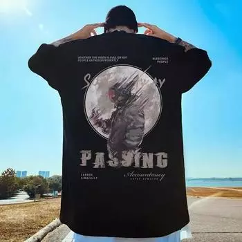 Мужская летняя новая свободная футболка из тяжелого хлопка с короткими рукавами, повседневные универсальные топы со средними рукавами, мужская футболка большого размера M