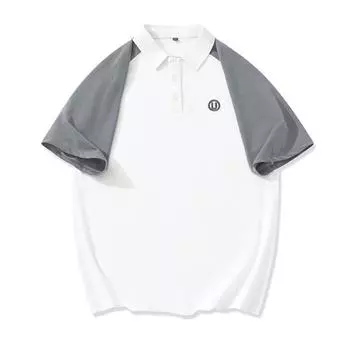 Мужская летняя новая свободная футболка-поло с коротким рукавом, мужская тонкая футболка с коротким рукавом и лацканом M серый