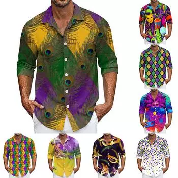 Мужская летняя новая свободная рубашка с длинным рукавом с принтом, кардиган, пляжная рубашка L чёрный