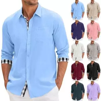 Мужская летняя новая свободная рубашка с длинным рукавом с принтом, кардиган, пляжная рубашка L чёрный