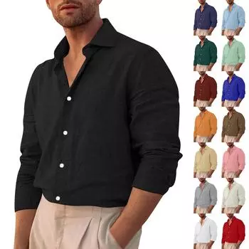 Мужская летняя новая свободная рубашка с длинным рукавом с принтом, кардиган, пляжная рубашка L синий