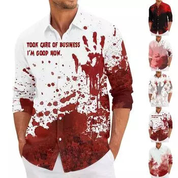 Мужская летняя новая свободная рубашка с длинным рукавом с принтом, кардиган, пляжная рубашка XXXXL
