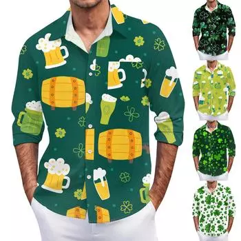 Мужская летняя новая свободная рубашка с длинным рукавом с принтом, кардиган, пляжная рубашка XXL