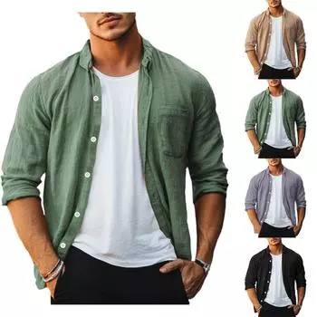 Мужская летняя новая свободная рубашка с длинным рукавом с принтом, кардиган, пляжная рубашка XXL чёрный