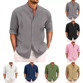 Мужская летняя новая свободная рубашка с длинным рукавом с принтом, кардиган, пляжная рубашка XXXXXL тёмно-синий