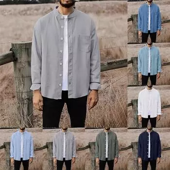 Мужская летняя новая свободная рубашка с длинным рукавом с принтом, кардиган, пляжная рубашка M