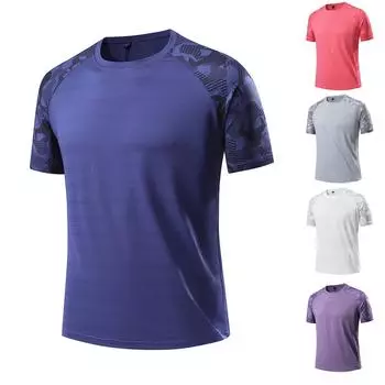 Мужская летняя облегающая дышащая одежда из шелка с круглым вырезом, быстросохнущая, повседневная спортивная футболка, топы M темно-синий