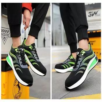 Мужская летняя обувь для инструментов, защитная обувь, противоударная, противопирсинговая, летная, тканая, дышащая, обувь для страхования труда 48 зелёный