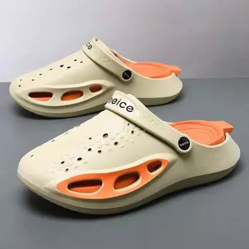 Мужская летняя обувь Нескользящие сандалии Мужские сандалии Дышащие шлепанцы Сабо Модные пляжные тапочки Садовая обувь для мужчин 40-41 серый