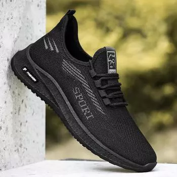 Мужская летняя обувь, повседневная обувь Fly Woven, мужская дышащая обувь на мягкой подошве 39 чёрный