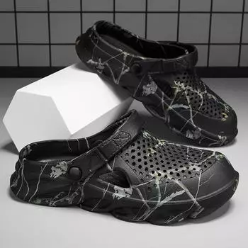 Мужская летняя обувь, сандалии унисекс, противоскользящие и износостойкие сандалии, удобные и качественные пляжные тапочки для отдыха на открытом воздухе 40 чёрный