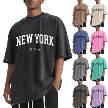 Мужская летняя однотонная потертая футболка с заниженной линией плеч, мужская повседневная модная футболка XXL бежевый