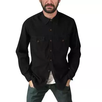 Мужская летняя однотонная рубашка с лацканами и длинными рукавами, мужская повседневная модная рубашка с длинными рукавами L чёрный