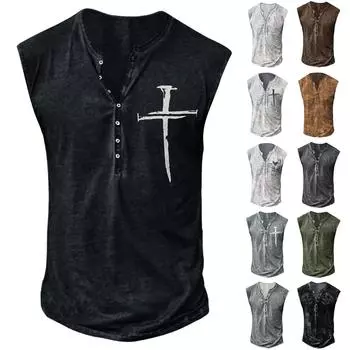 Мужская летняя пляжная майка для серфинга, большой размер, повседневный дышащий топ без рукавов, свободная майка с принтом, мужская рубашка L тёмно-синий