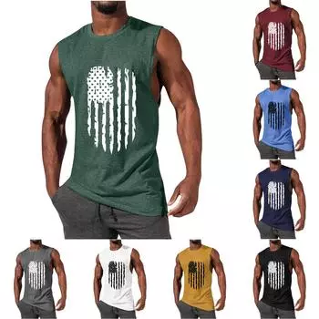 Мужская летняя пляжная майка для серфинга, большой размер, повседневный дышащий топ без рукавов, свободная майка с принтом, мужская рубашка L чёрный