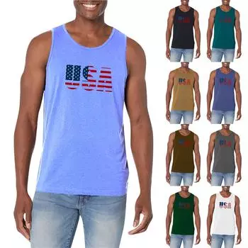 Мужская летняя пляжная майка для серфинга, большой размер, повседневный дышащий топ без рукавов, свободная майка с принтом, мужская рубашка L синий