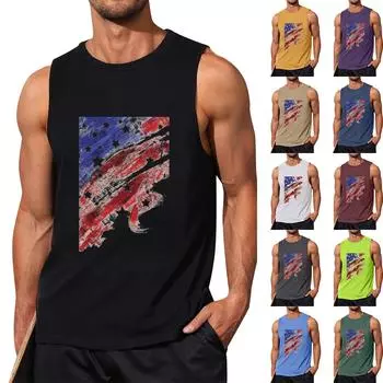 Мужская летняя пляжная майка для серфинга, большой размер, повседневный дышащий топ без рукавов, свободная майка с принтом, мужская рубашка L чёрный