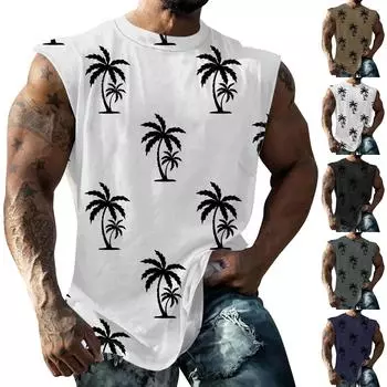 Мужская летняя пляжная майка для серфинга, большой размер, повседневный дышащий топ без рукавов, свободная майка с принтом, мужская рубашка XL