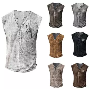 Мужская летняя пляжная майка для серфинга, повседневная дышащая майка без рукавов, свободная майка с принтом, мужская рубашка L чёрный