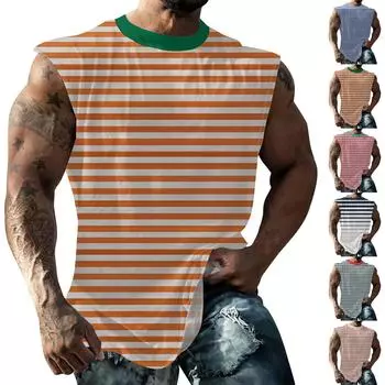 Мужская летняя пляжная майка для серфинга, повседневная дышащая майка без рукавов, свободная майка с принтом L синий