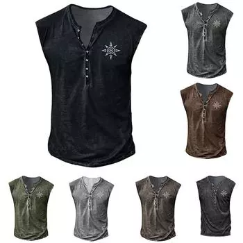 Мужская летняя пляжная майка для серфинга, повседневная дышащая майка без рукавов, свободная майка с принтом, мужская рубашка L чёрный