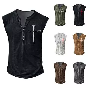 Мужская летняя пляжная майка для серфинга, повседневная дышащая майка без рукавов, свободная майка с принтом, мужская рубашка L чёрный