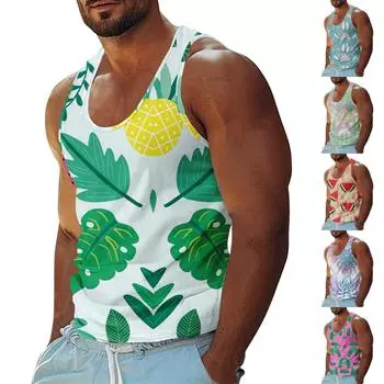 Мужская летняя пляжная майка для серфинга, повседневная дышащая майка без рукавов, свободная майка с принтом L циан