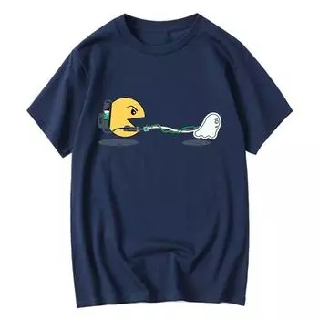 Мужская летняя повседневная футболка 100% хлопок с забавным принтом Мужская футболка с круглым вырезом Свободная футболка с коротким рукавом Мужская футболка S