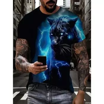 Мужская летняя повседневная футболка с 3D-графическим принтом, с коротким рукавом, с круглым вырезом, модная, с индивидуальностью, больших размеров S