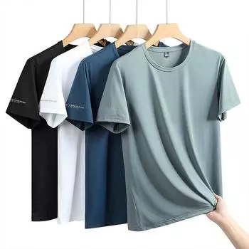 Мужская летняя повседневная футболка с мышцами, быстросохнущая спортивная футболка с короткими рукавами и круглым вырезом, мужская однотонная дышащая полосатая футболка XL чёрный