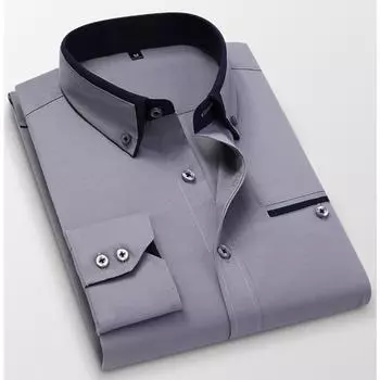 Мужская летняя повседневная хлопковая рубашка с длинным рукавом, однотонная деловая рубашка с лацканами, весенний топ M белый