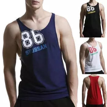 Мужская летняя повседневная модная воздухопроницаемая сетка для отдыха, домашний спортивный жилет, блузка S красный