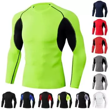 Мужская летняя повседневная обтягивающая рубашка с длинными рукавами и цветной строчкой для фитнеса, рубашка с мышцами, быстросохнущая одежда L чёрный