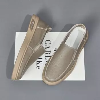 Мужская летняя повседневная обувь из кожи, модные универсальные лоферы, мягкая подошва, мягкая поверхность, мужская обувь из коровьей кожи 38