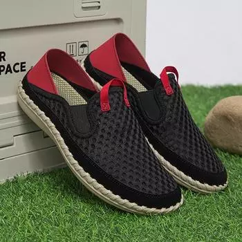 Мужская летняя повседневная обувь, кроссовки с дышащей сеткой, мужские слипоны, уличная мужская обувь, прогулочная обувь ручной работы на плоской подошве, большие размеры 38