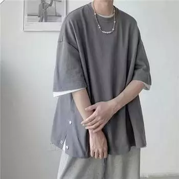 Мужская летняя повседневная однотонная уличная футболка с коротким рукавом, топ S белый