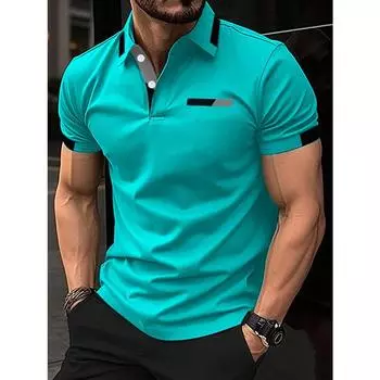 Мужская летняя повседневная рубашка-поло Manfinity Homme с коротким рукавом и цветными блоками для поездок на работу S