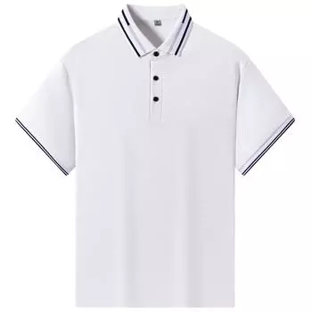 Мужская летняя повседневная рубашка поло с коротким рукавом и ребристыми манжетами, легкая, прямого кроя, с застежкой на 3 пуговицы, с деловым воротником L белый