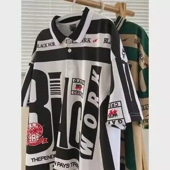 Мужская летняя повседневная рубашка-поло свободного кроя в корейском стиле 2023 года XL зелёный