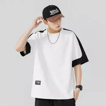 Мужская летняя повседневная свободная модная футболка с принтом букв, удобная, с круглым вырезом и короткими рукавами 6XL