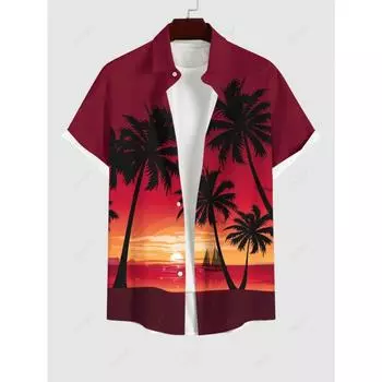 Мужская летняя рубашка больших размеров, гавайские рубашки с 3D-принтом, рубашки на пуговицах для пляжного отдыха, рубашки с коротким рукавом, мужские повседневные рубашки S