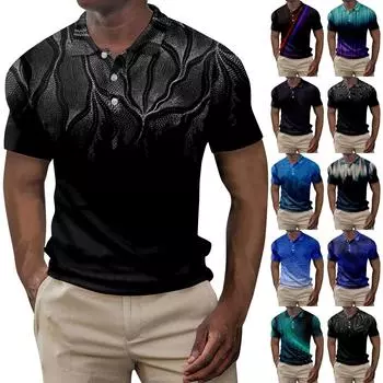 Мужская летняя рубашка для гольфа с принтом Botton, короткий рукав, мужская повседневная модная рубашка XXL