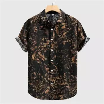 Мужская летняя рубашка на пуговицах с 3D-принтом, мужская модная трендовая повседневная удобная дышащая быстросохнущая ультратонкая рубашка на пуговицах S