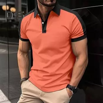 Мужская летняя рубашка на пуговицах с отложным воротником, пуловер с короткими рукавами, средней длины, контрастного цвета, повседневный топ в деловом стиле XL серый