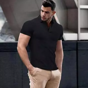 Мужская летняя рубашка поло, деловая футболка, темперамент, высококачественная рубашка, ледяной шелк, прохладный лацкан, дышащий, модный, повседневный, однотонный топ M белый