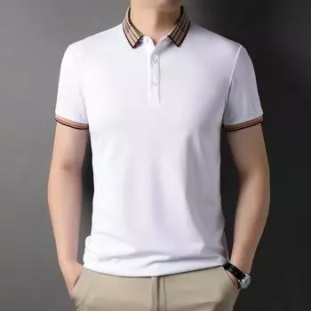 Мужская летняя рубашка поло с короткими рукавами в корейском стиле, модная повседневная, мужская молодежная рубашка поло с короткими рукавами, однотонная свободная рубашка поло M