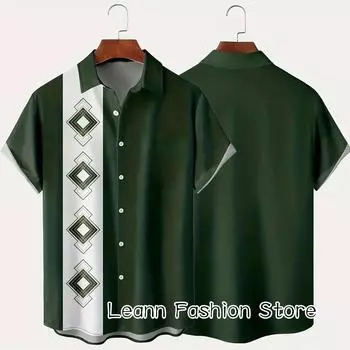 Мужская летняя рубашка с 3D-принтом в полоску с покерной символикой, повседневная пляжная одежда с коротким рукавом, мужская модная одежда для отдыха с отложным воротником S