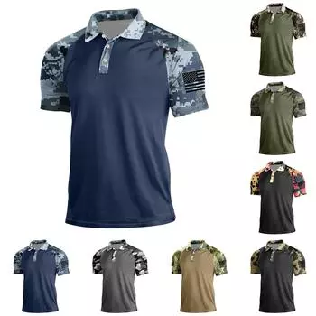 Мужская летняя рубашка с коротким рукавом и лацканами, мужская повседневная модная рубашка L армия зеленый